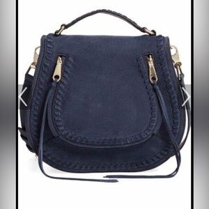 Rebecca Minkoff Vanity Saddle bag Crossbody Bag slate blue suede